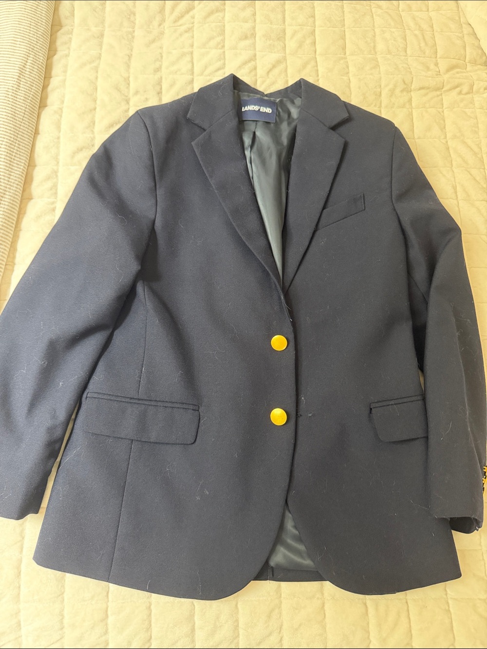 Lands' End Boys Hopsack Blazer, Deep Navy, School Uniform, NWT